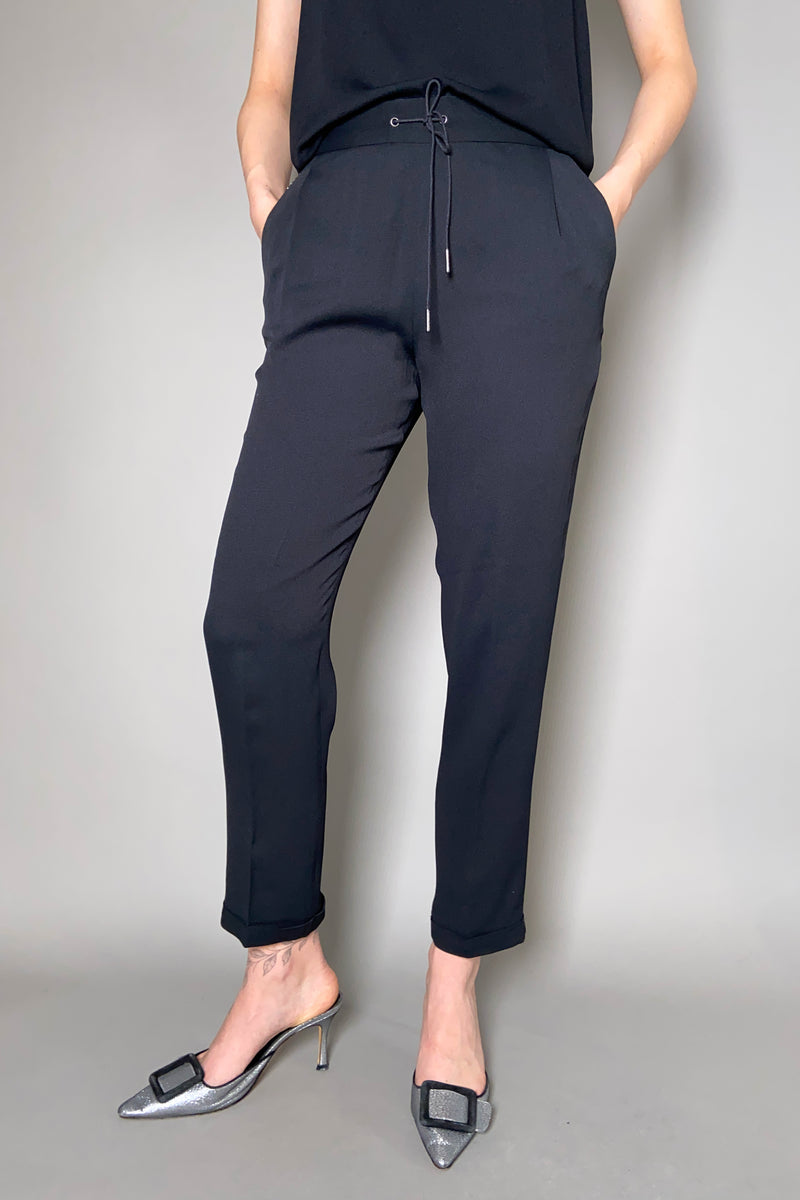 Fabiana Filippi Silk Crepe Jogger Pants with Brilliant Beading in Black