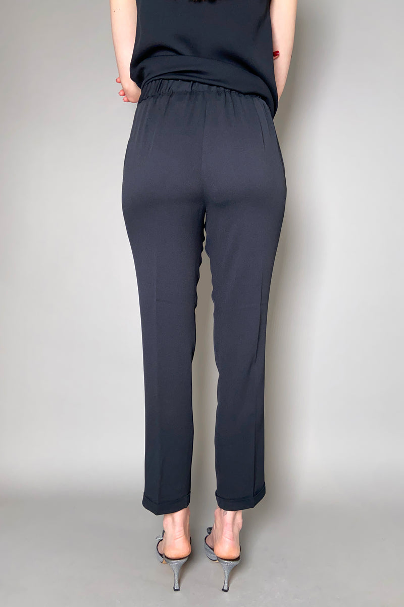 Fabiana Filippi Silk Crepe Jogger Pants with Brilliant Beading in Black