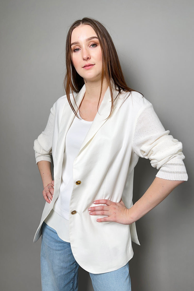 Fabiana Filippi Linen Jacket with Knit Bomber Sleeves