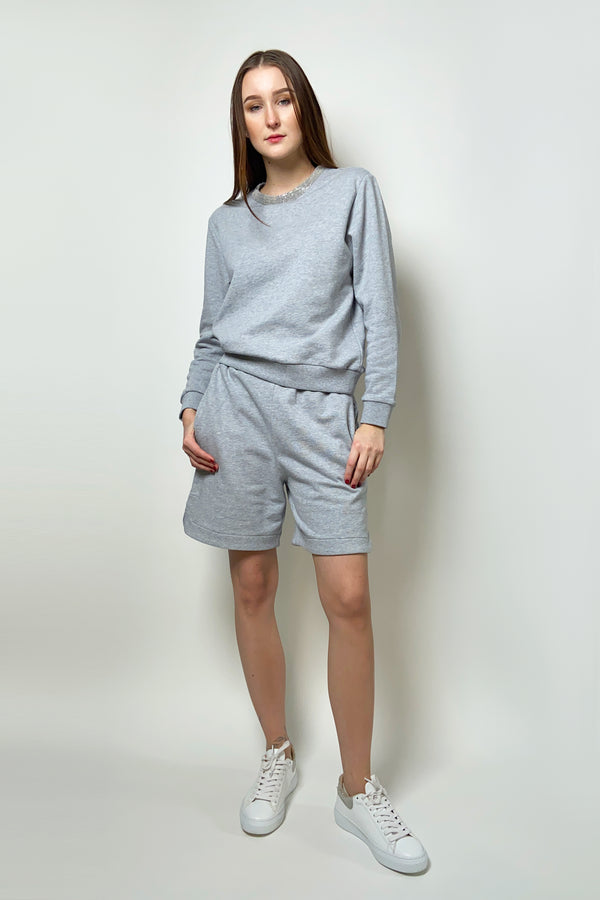 Fabiana Filippi Cotton Sweat Shorts in Grey Melange