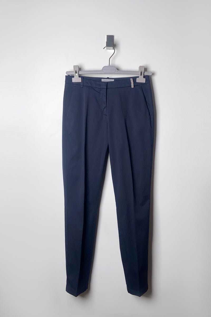 Fabiana Filippi Cropped Cotton Stretch Pants in Navy
