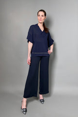 Fabiana Filippi Wide Crepe Pull-On Pants in Navy