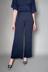 Fabiana Filippi Wide Crepe Pull-On Pants in Navy