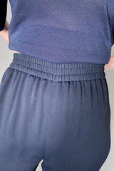 Fabiana Filippi Wide Crepe Pull-On Pants in Navy
