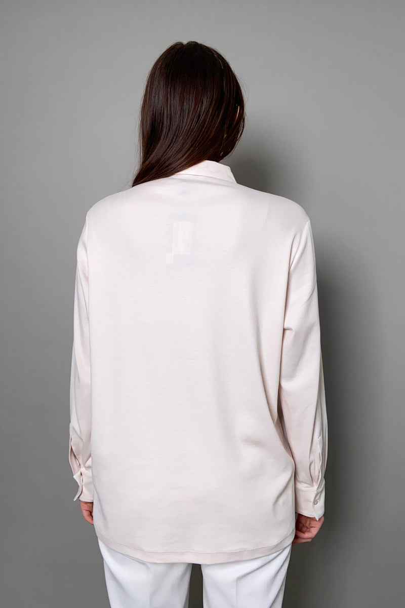 Fabiana Filippi Jersey Shirt with Brilliant Beading Detail in Ecru