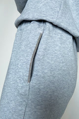 Fabiana Filippi Cotton Sweat Pants with Brilliant Beading Detail in Grey Melange