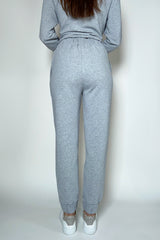 Fabiana Filippi Cotton Sweat Pants with Brilliant Beading Detail in Grey Melange