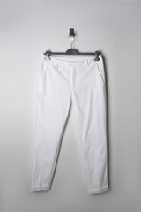 Lorena Antoniazzi Cotton Techno Pants with Cuff in White