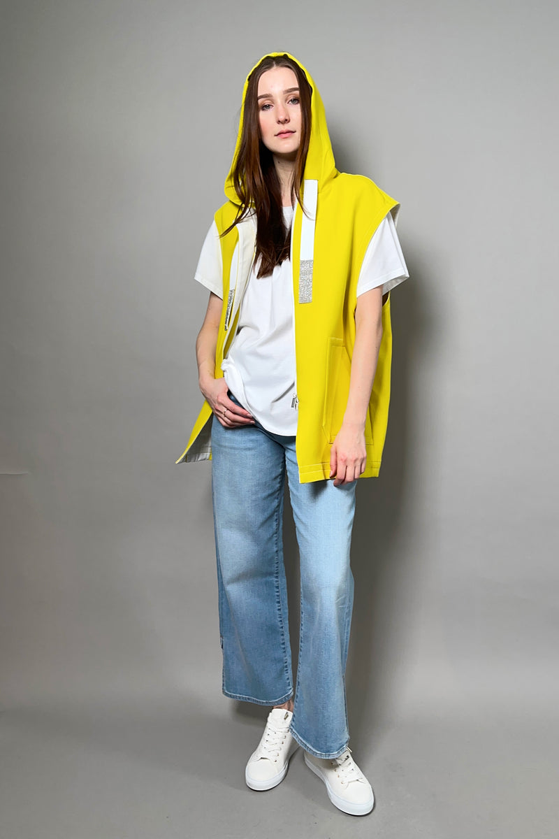 Fabiana FIlippi Technical Wool Hooded Vest with Brilliant Drawstring in Mimosa