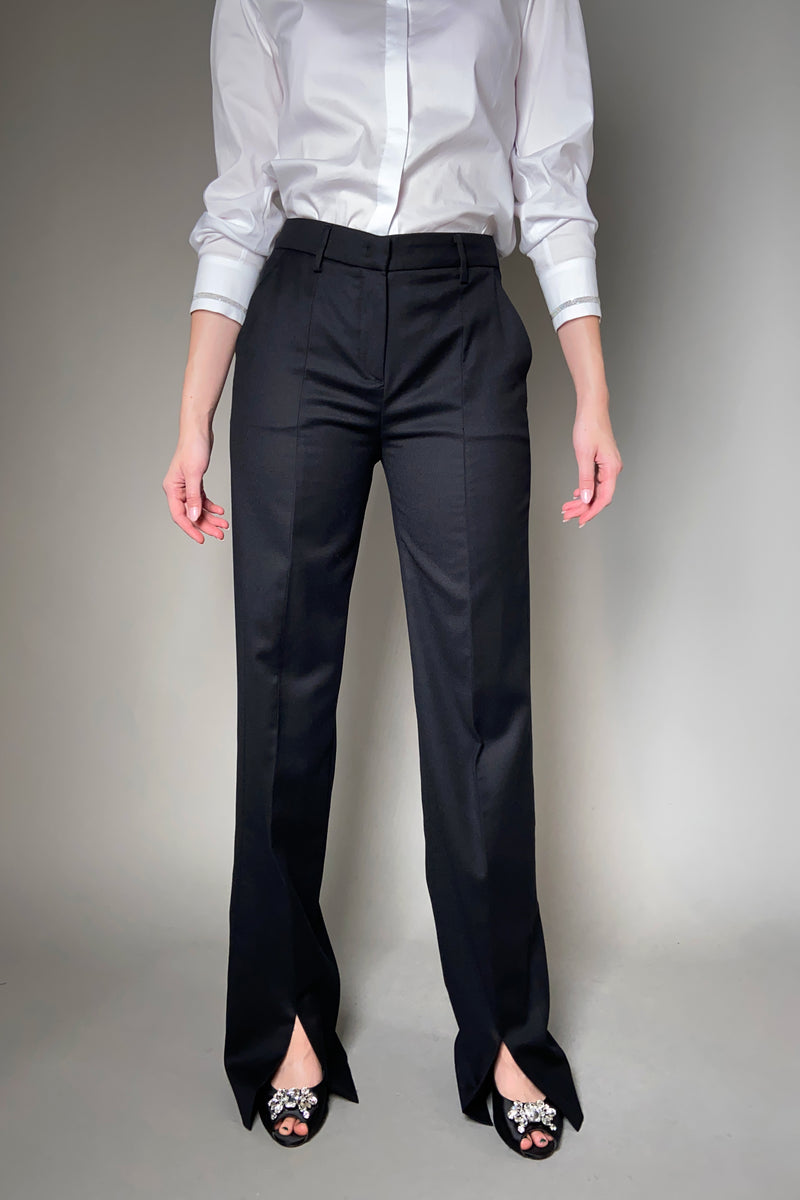 Fabiana Filippi Front Slit Flannel Trousers in Black