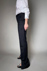 Fabiana Filippi Front Slit Flannel Trousers in Black