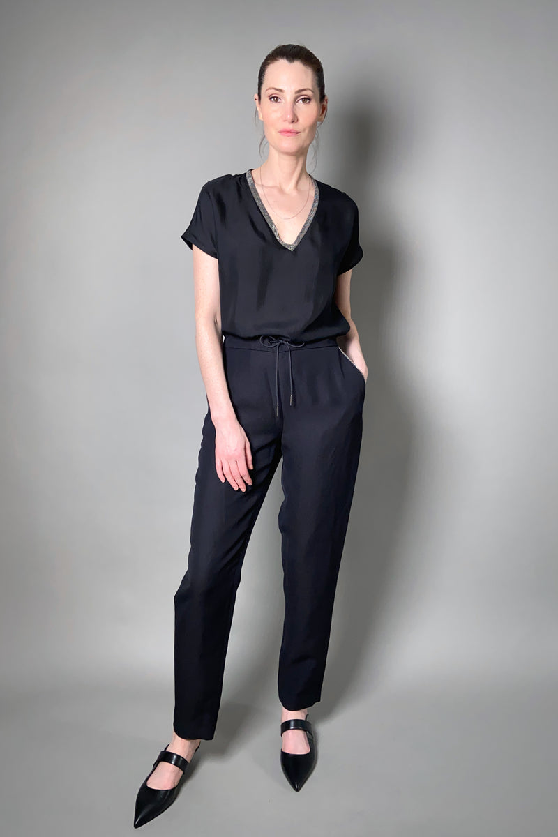 Fabiana Filippi Pull-On Linen Trousers in Black