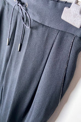 Fabiana Filippi Silk Crepe Jogger Pants with Brilliant Beading in Black
