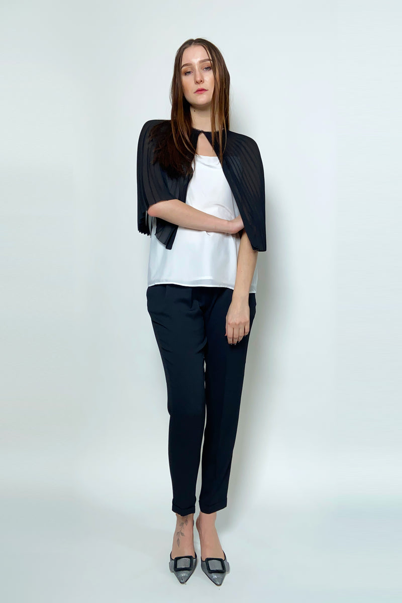 Fabiana Filippi Silk Crepe Jogger Pants with Brilliant Beading in Black