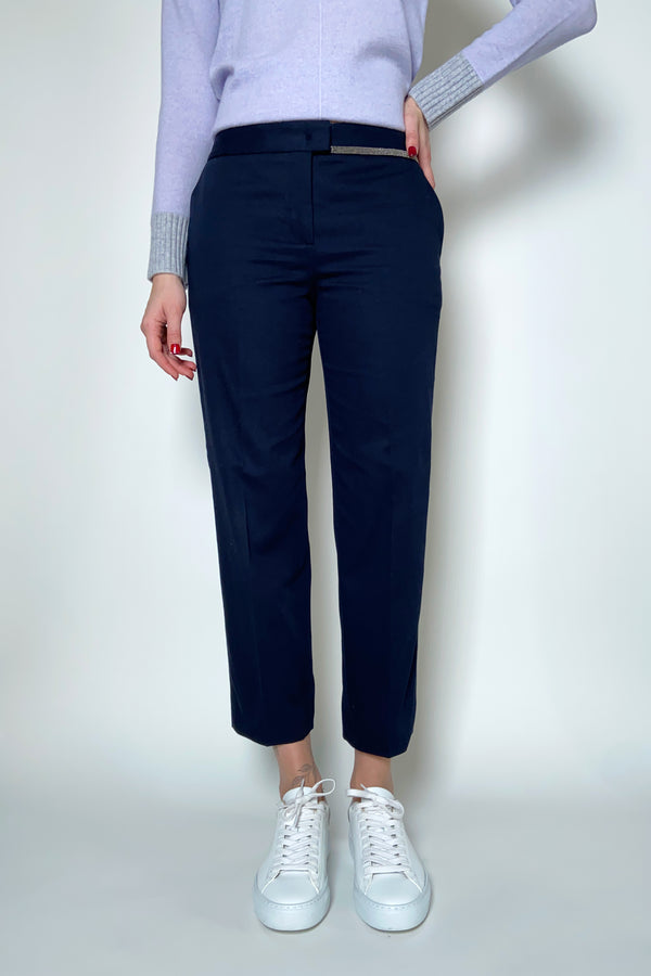 Fabiana Filippi Slim Fit Cotton Capri Pants in Ink Blue