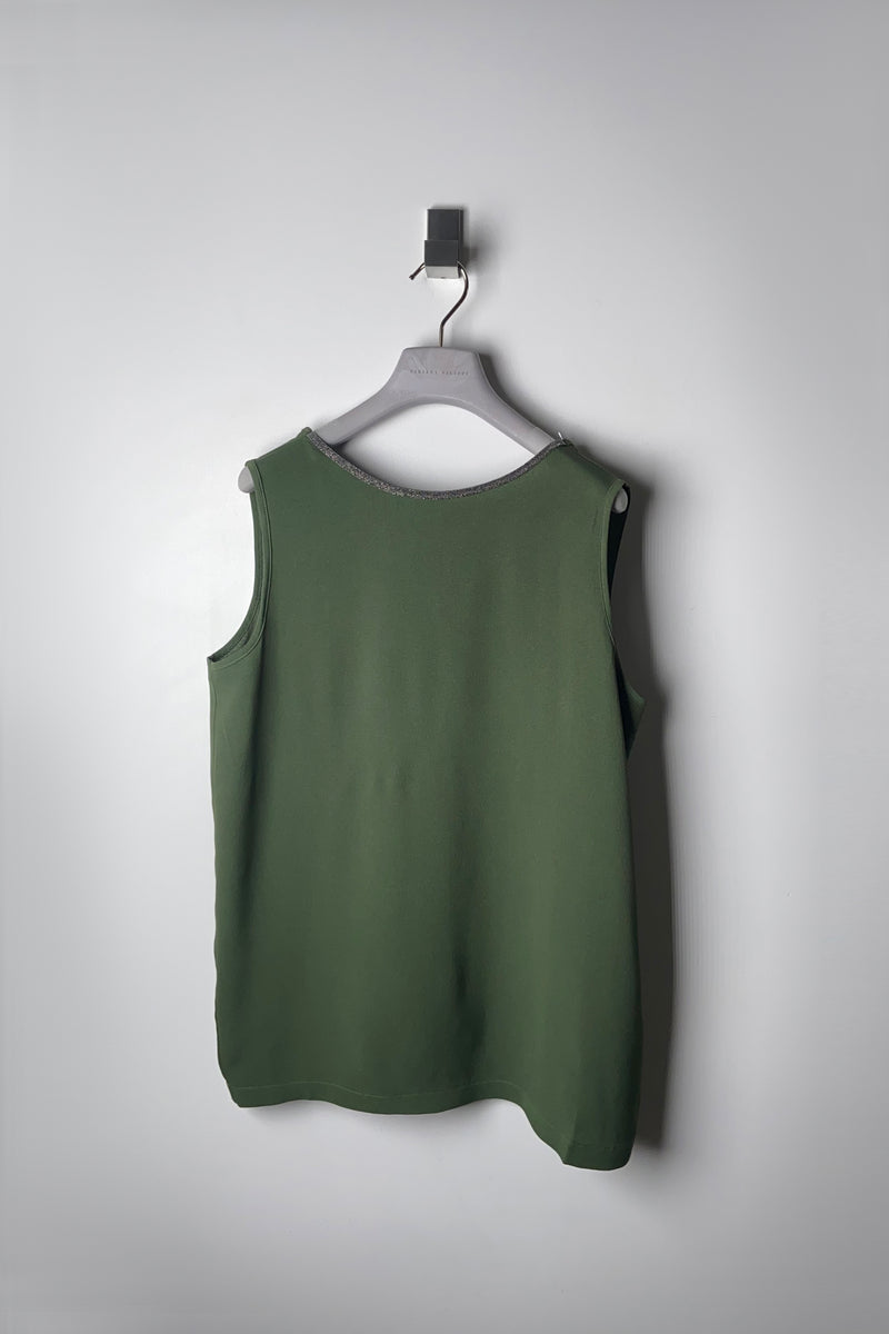 Fabiana Filippi Tank Top with Brilliant Neck in Moss