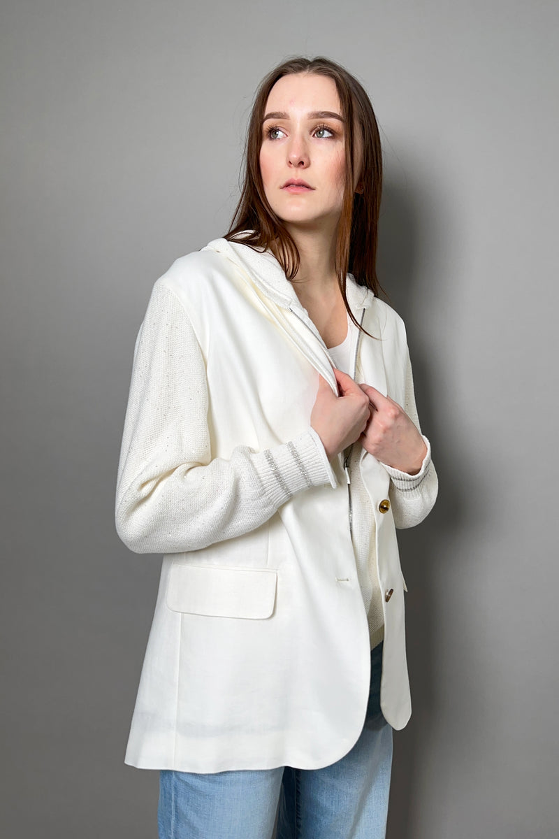Fabiana Filippi Linen Jacket with Knit Bomber Sleeves
