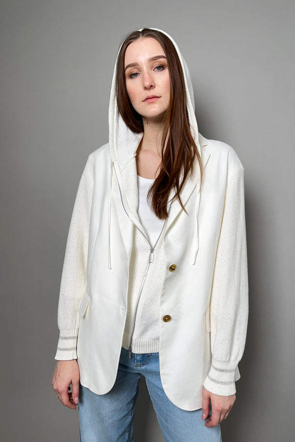 Fabiana Filippi Linen Jacket with Knit Bomber Sleeves