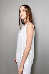 Fabiana Filippi Silk Tank Top with Brilliant Beading Hem in White