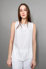 Fabiana Filippi Silk Tank Top with Brilliant Beading Hem in White