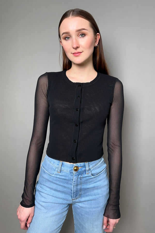 Fuzzi Tulle Cardigan Top in Black