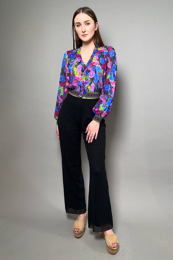 Fuzzi Patterned Tulle Blouson with Aztec Detail in Pink and Blue