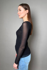 Fuzzi Long Sleeve Tulle Top in Black