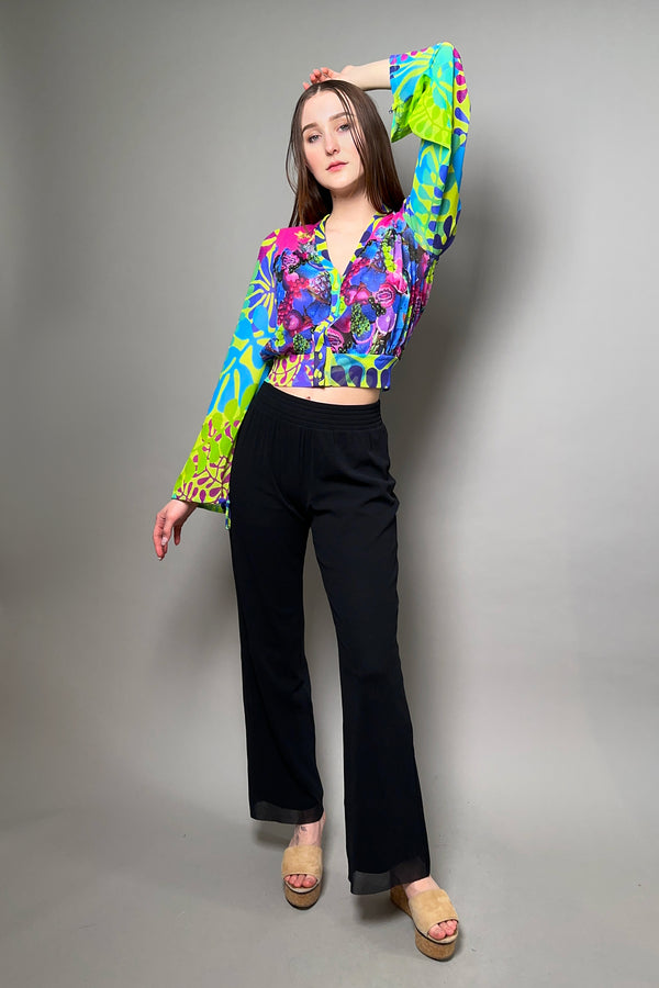 Fuzzi Patterned Tulle Blouson in Pink and Blue
