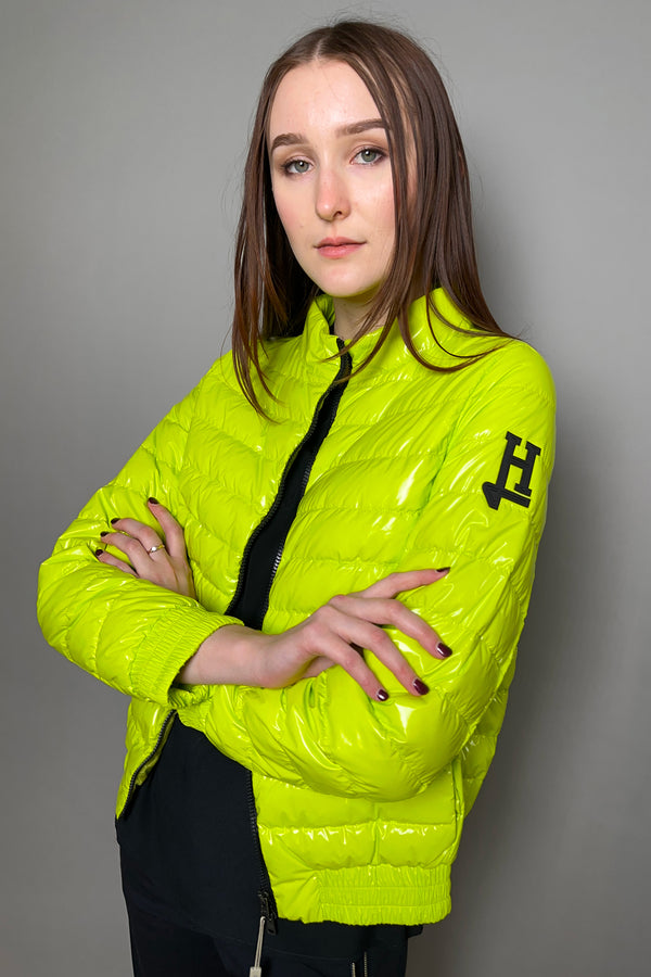 Herno New Arrivals High Gloss Padded Jacket in Acid Green - Ashia Mode