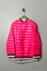 Herno New Arrivals Bomber Jacket with Stripe Knit Details in Hot Pink - Ashia Mode
