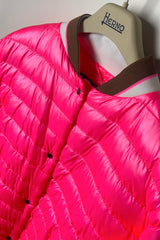 Herno New Arrivals Bomber Jacket with Stripe Knit Details in Hot Pink - Ashia Mode