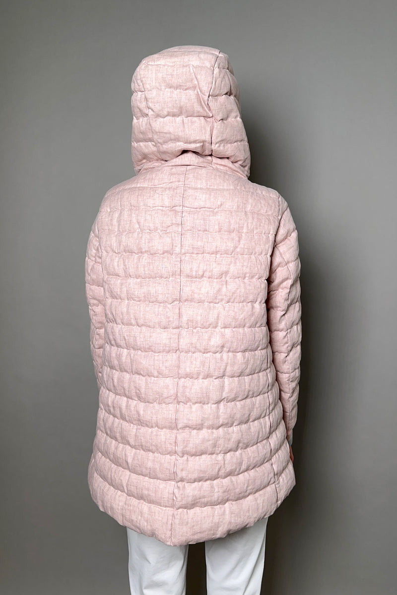 Herno New Arrivals Padded Linen Jacket in Pale Pink - Ashia Mode