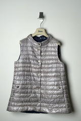 Herno New Arrivals Ultralight Reversible Vest in Navy and Silver - Ashia Mode