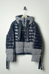 Herno New Arrivals Black Puffer Jacket with Bouclé in Black and White - Ashia Mode