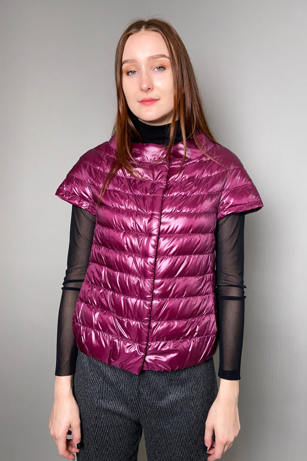 Herno New Arrivals Ultralight Cap Sleeve Jacket in Purple - Ashia Mode