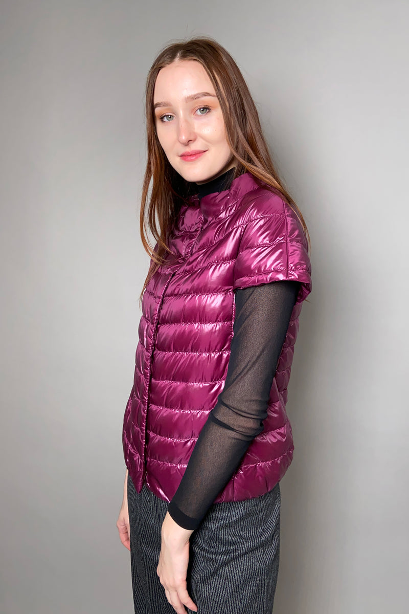 Herno New Arrivals Ultralight Cap Sleeve Jacket in Purple - Ashia Mode