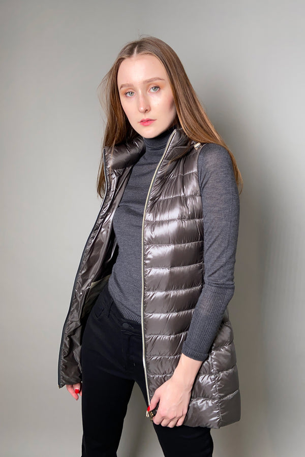 Herno New Arrivals Slim Nylon Ultralight Puffer Vest in Slate - Ashia Mode