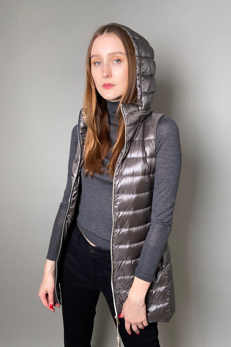 Herno New Arrivals Slim Nylon Ultralight Puffer Vest in Slate - Ashia Mode