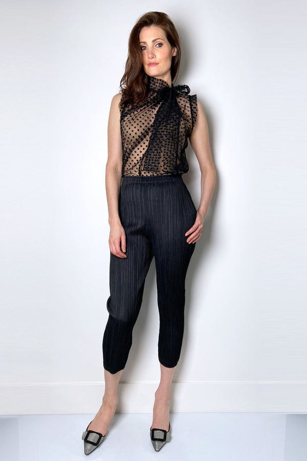 Pleats Please Black Cropped Leggings