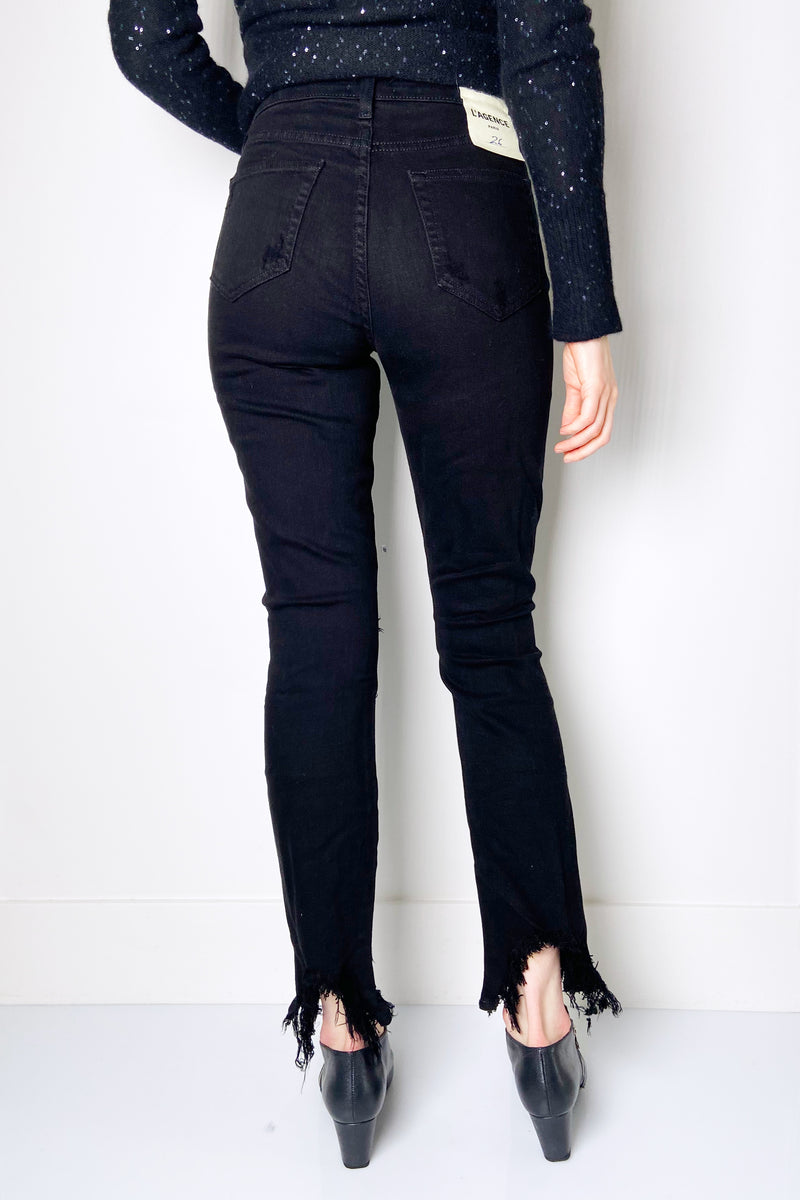 L'Agence "Saturated Black Destruct" High Line Jeans - Ashia Mode