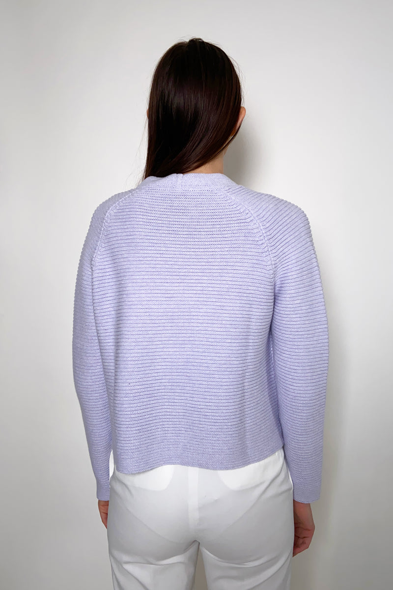 Kinross Cropped Knit Cotton Cardigan in Amethyst - Ashia Mode
