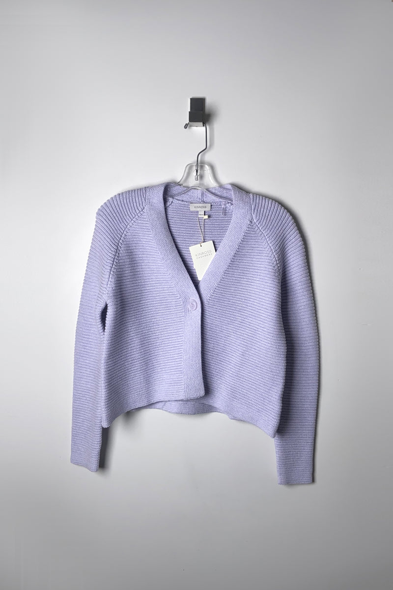 Kinross Cropped Knit Cotton Cardigan in Amethyst - Ashia Mode