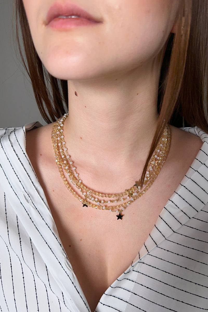 Lorena Antoniazzi Short Multi Strand Chain Necklace in Light Beige