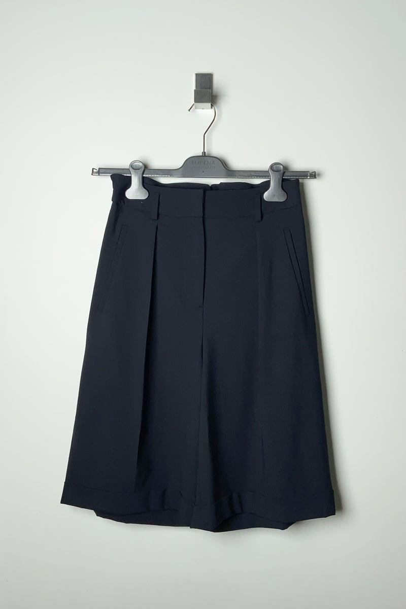 Lorena Antoniazzi Light Wool Bermuda Shorts in Dark Navy