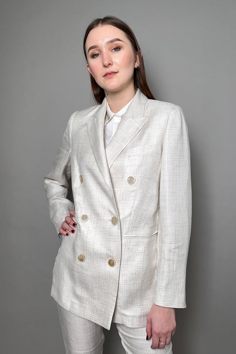 Lorena Antoniazzi Linen Blazer with Soft Check Pattern