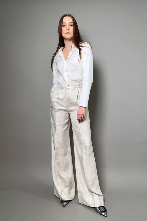 Lorena Antoniazzi Linen Trousers with Soft Check Pattern