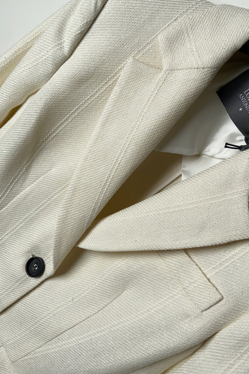 Lorena Antoniazzi Striped Linen Blazer in Creamy White