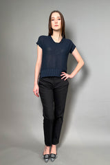 Lorena Antoniazzi Cotton Techno Pants with Cuff in Black