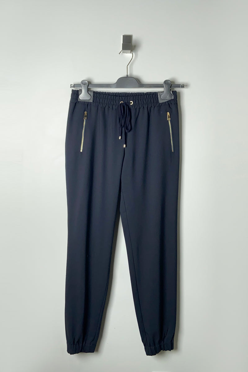 Lorena Antoniazzi Light Wool Jogger Pants in Dark Navy