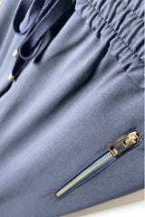 Lorena Antoniazzi Light Wool Jogger Pants in Dark Navy